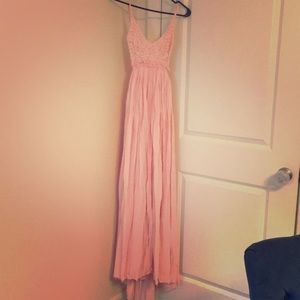 Pink Maxi crotchet top and backless